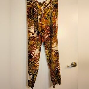 SOHO (Size L) Botanical Floral Print Paperbag Tie Waist Pants